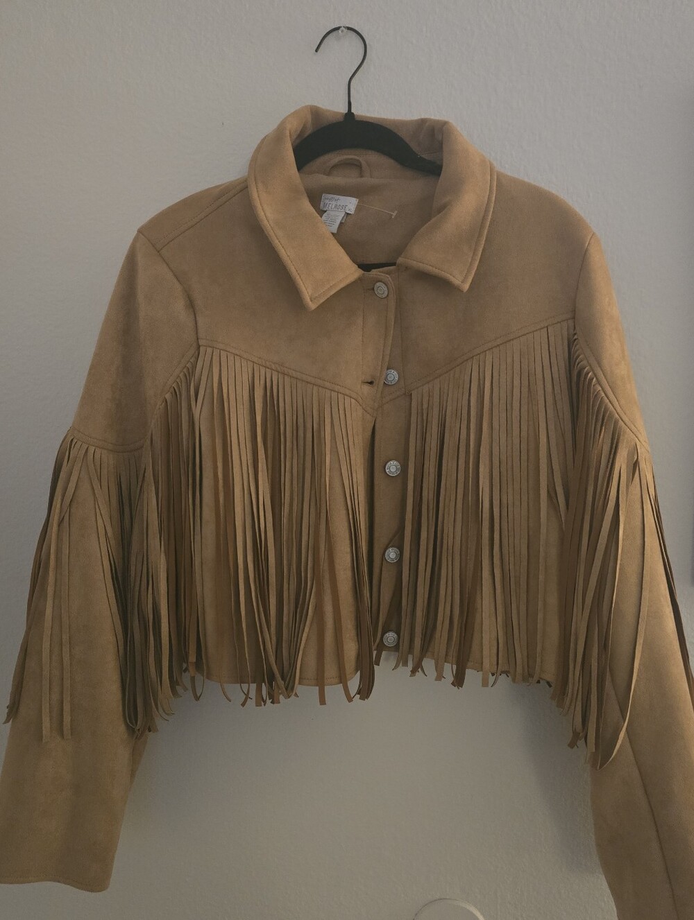 West of Melrose Suede Fringe Cropped Jacket- Tan - Picture 2 of 4